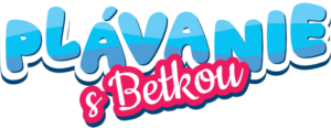 Farebné logo "Plávanie s Betkou" reprezentujúce hravú formu výučby plávania pre deti v Bardejove.